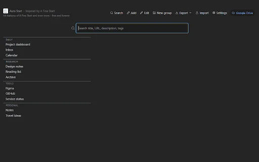 Download Aura Start Terbaru – Kelola Link & Tab Browser Gratis - Screenshot 2