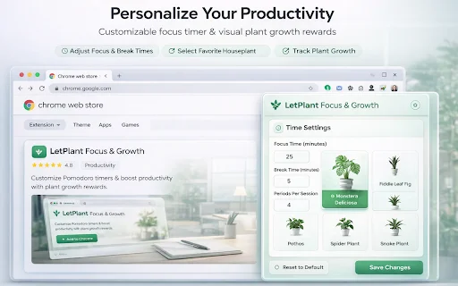 LetPlant GreenFocus Pomodoro: Timer Fokus & Tumbuhkan Tanaman - Screenshot 1
