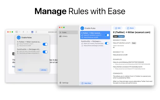RedirectWeb: Otomatisasi Navigasi Web Terbaik untuk Mac Anda - Screenshot 2