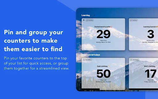 Day Counter – New Tab Page: Lacak Momen Spesial Anda Sekarang - Screenshot 3