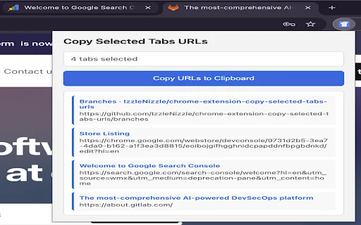 Download Copy Selected Tabs URLs Terbaru – Salin Link Cepat - Screenshot 1