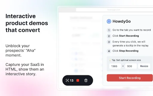 HowdyGo – Buat Demo Produk Interaktif untuk SaaS Anda - Screenshot 1