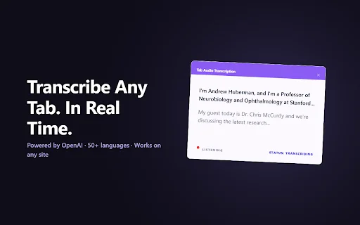 TranscribeAudio: Ubah Audio Browser Jadi Teks Real-Time Mudah - Screenshot 1