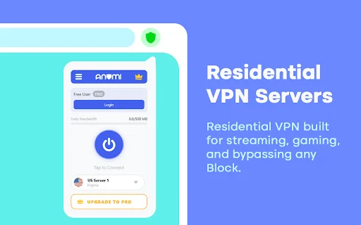 Anomi VPN: Ekstensi Chrome VPN Residensial Gratis Tercepat - Screenshot 1