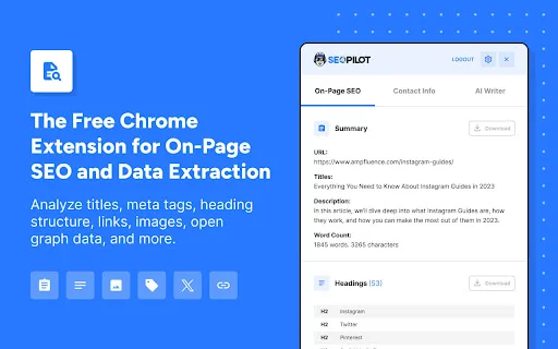 SEO Pilot: Alat Analisis SEO & AI Writer Terbaik untuk Chrome - Screenshot 1