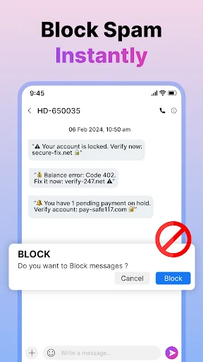Download Messenger: Text SMS & Launcher Terbaru – Kirim Pesan Aman - Screenshot 5