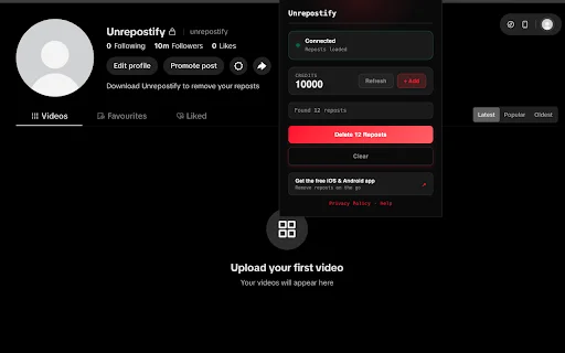 Download Unrepostify Terbaru – Hapus Repost TikTok Sekali Klik - Screenshot 3