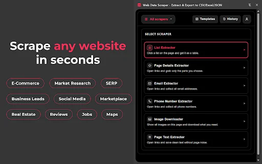 Web Data Scraper: Ekstrak Data Website ke Excel & CSV Mudah - Screenshot 1