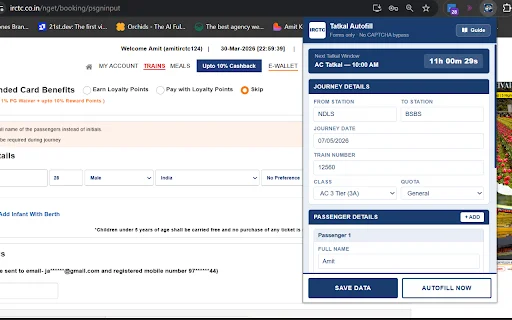 Unduh IRCTC Tatkal Autofill Assistant – Isi Formulir Instan - Screenshot 2