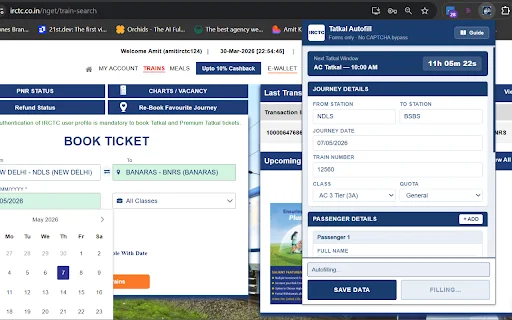 Unduh IRCTC Tatkal Autofill Assistant – Isi Formulir Instan - Screenshot 1