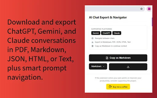 Download ChatGPT, Gemini, & Claude Export – Ekspor Chat Mudah - Screenshot 1
