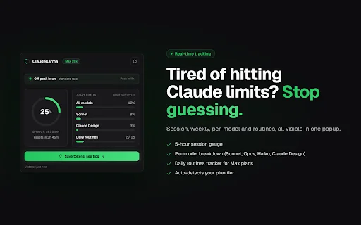 Download ClaudeKarma: Pantau Limit Claude AI Anda Secara Real-Time - Screenshot 1
