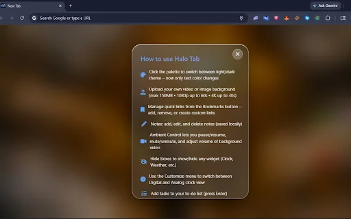 Halo New Tab Dashboard – Ubah Halaman Baru Chrome Jadi Estetik - Screenshot 5