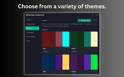 WhatsApp Web Customizer: Kustomisasi Tema & Fitur Privasi - Screenshot 2