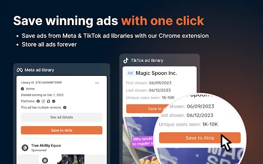 Atria Chrome: Simpan Iklan Facebook & TikTok Sekali Klik - Screenshot 2