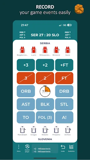 Statastic Basketball Tracker: Statistik Tim Basket Profesional - Screenshot 1
