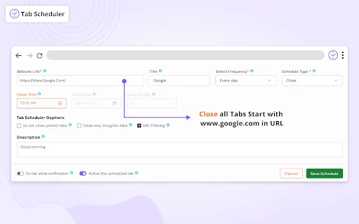 Tab Scheduler: Kelola Buka Tutup Tab Browser Otomatis Mudah - Screenshot 3