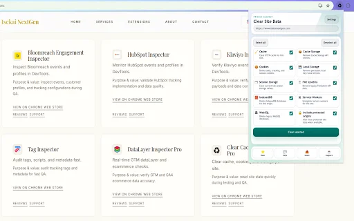 Site Data Cleaner: Hapus Cache & Cookie Instan – Unduh Gratis - Screenshot 1