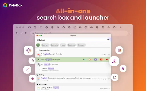 PolyBox: Launcher ChatGPT & Pengelola Tab Browser Terbaik - Screenshot 1