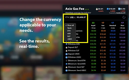 Axie Gas Fee: Pantau SLP, AXS, & Gas Fee Ronin Real-Time - Screenshot 2
