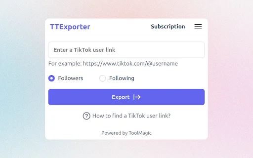 Unduh TTExporter Terbaru – Ekspor Followers TikTok ke Excel Gratis - Screenshot 1