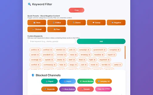 YouTube Channel Blocker – Sembunyikan Channel & Shorts Gratis - Screenshot 2
