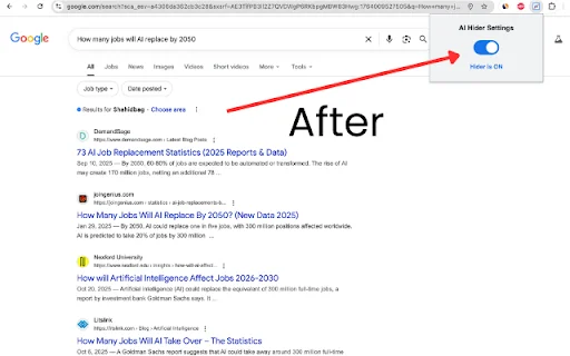 Google AI Overview Hider – Sembunyikan AI Google dengan Mudah - Screenshot 2