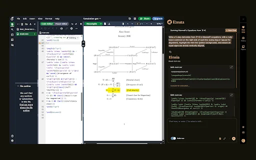 Einsia: AI Research Agent Overleaf – Asisten Penulis LaTeX - Screenshot 2