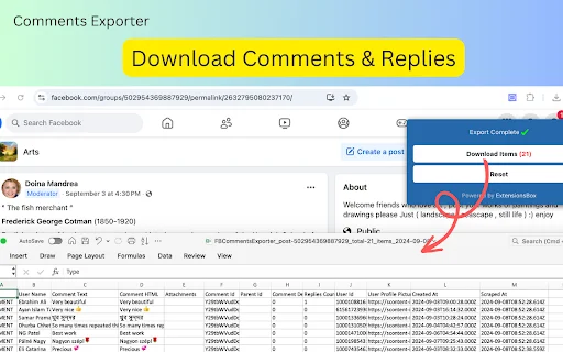 Comments Exporter untuk FB – Ekspor Komentar ke CSV/JSON - Screenshot 3