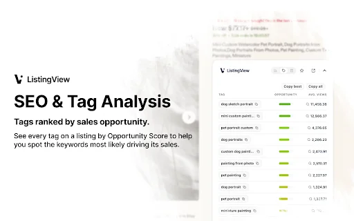 ListingView: Riset Produk Terlaris Etsy & Analisis Kompetitor - Screenshot 3