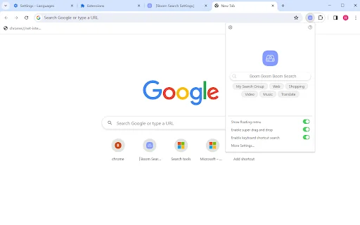 Boom Boom Boom Search: Ekstensi Pencarian AI & Multi-Mesin - Screenshot 1