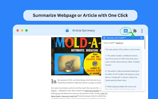 Article Summary with ChatGPT: Ringkas Artikel Cepat & Gratis - Screenshot 1