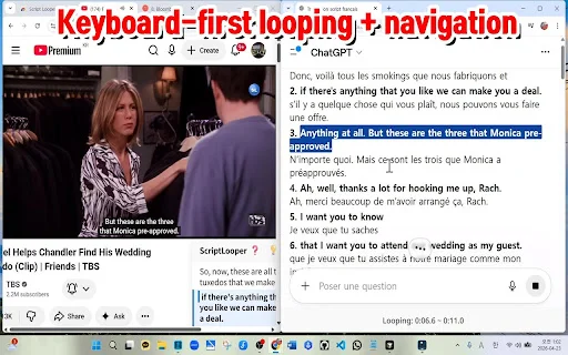 Script Looper: Belajar Bahasa Inggris di YouTube dengan AI - Screenshot 2