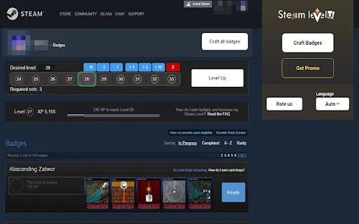 Download SteamLevelU Extension Terbaru – Tingkatkan Level Steam - Screenshot 1