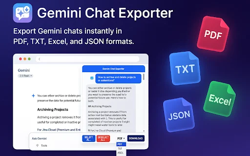 Gemini Chat Exporter: Simpan Obrolan AI ke PDF, Excel, & CSV - Screenshot 1
