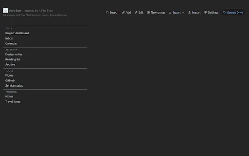 Download Aura Start Terbaru – Kelola Link & Tab Browser Gratis - Screenshot 1