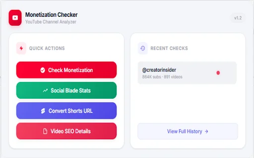 YouTube Monetization Checker – Cek Status & SEO YouTube Gratis - Screenshot 1