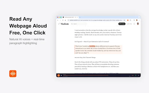 CastReader: Ekstensi TTS Gratis Terbaik untuk Kindle & Web - Screenshot 1