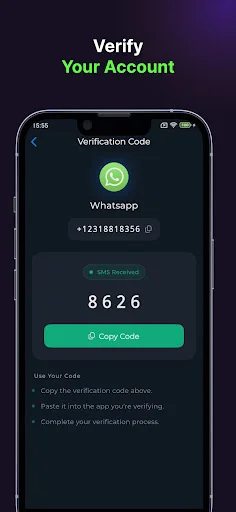 Virtual Number SMS – SmsCode: Dapatkan Nomor Virtual untuk OTP - Screenshot 5