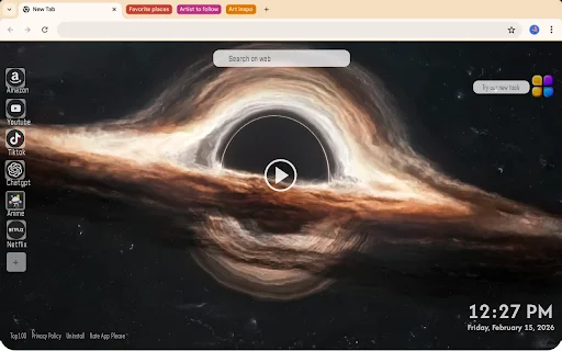Download Black Hole Dark Space Live Wallpaper – Tema Tab Baru - Screenshot 1