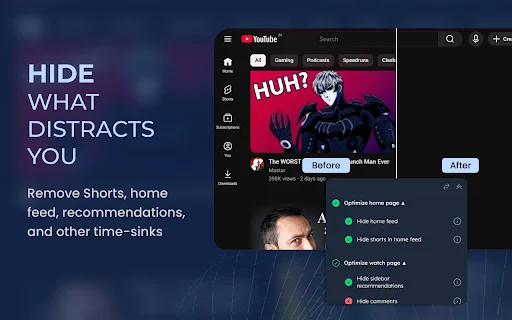 YouTube Detox: Blokir Shorts & Fokus Maksimal – Unduh Gratis - Screenshot 1