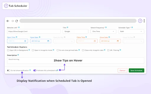 Tab Scheduler: Kelola Buka Tutup Tab Browser Otomatis Mudah - Screenshot 5