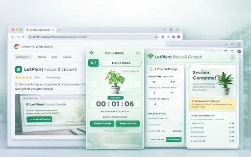 LetPlant GreenFocus Pomodoro: Timer Fokus & Tumbuhkan Tanaman - Screenshot 2