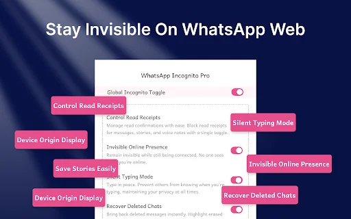 WA Incognito: Sembunyikan Status & Baca Pesan WhatsApp – Unduh - Screenshot 1