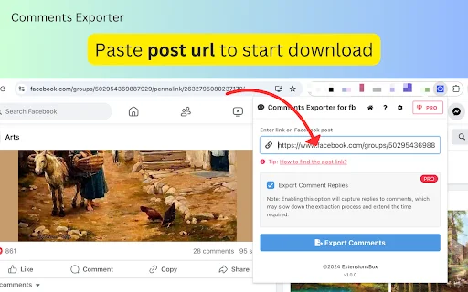 Comments Exporter untuk FB – Ekspor Komentar ke CSV/JSON - Screenshot 1