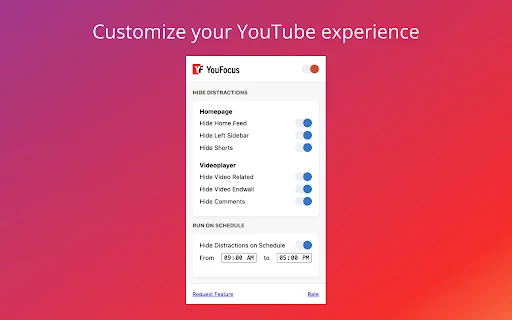 YouFocus – Sembunyikan Gangguan YouTube & Tingkatkan Fokus - Screenshot 3